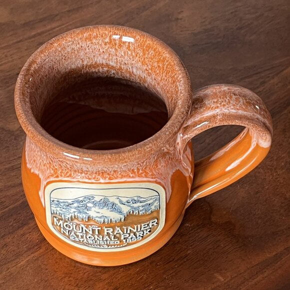 Deneen Pottery Mount Rainier National Park Belly Mug 2021 Orange 13 oz. Handmade - Picture 4 of 11